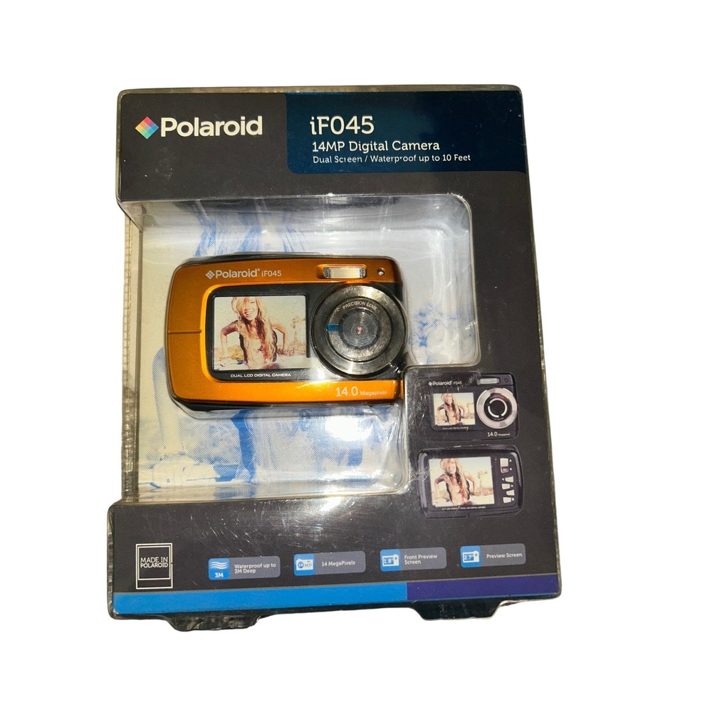 Polaroid iF045 14MP Dual Screen Waterproof Digital Camera Orange New NIB